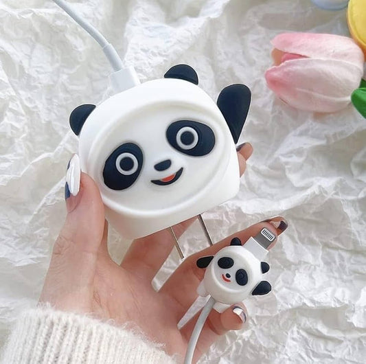 iPhone 18W 20W 3d Silicone Cartoon Charger Protective Case - Panda