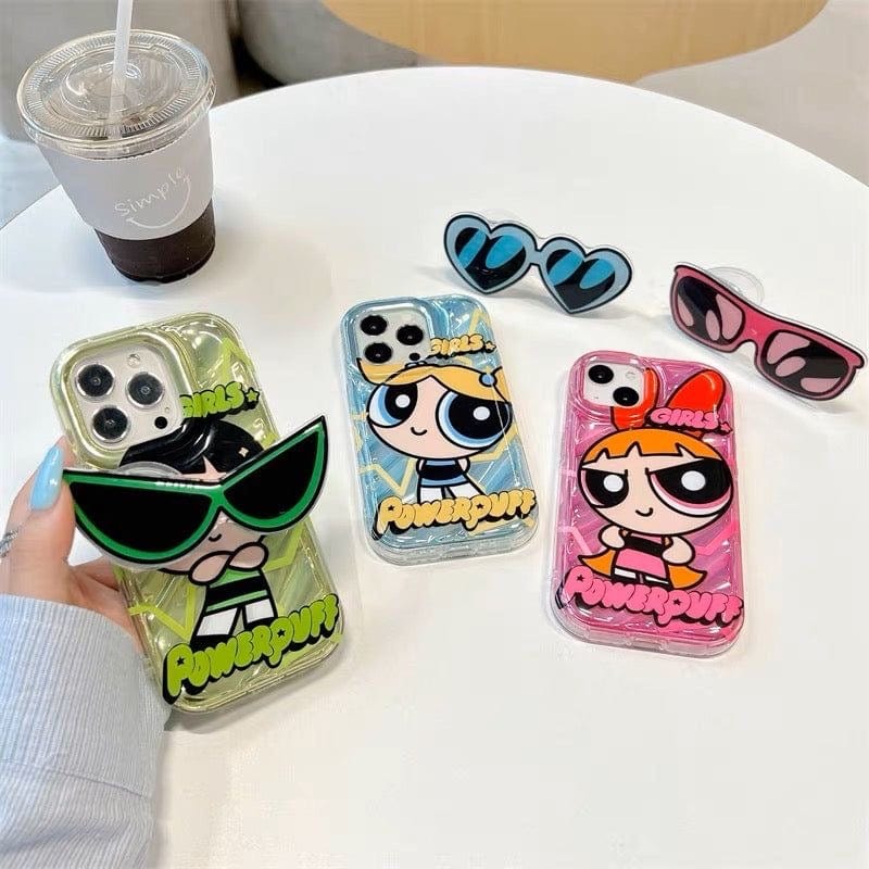 Cute puff girls glasses holder case