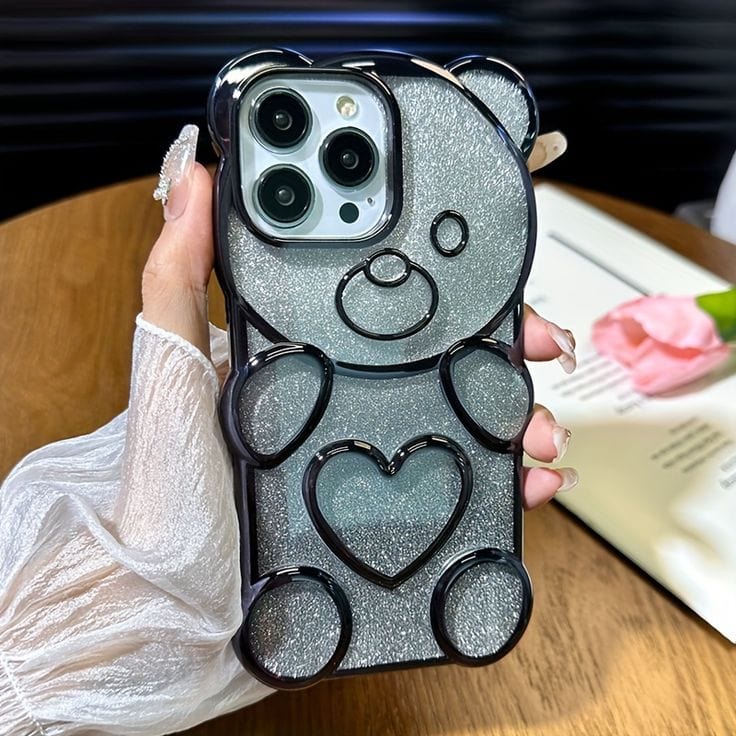 Electroplating Bear Glitter Phone Case