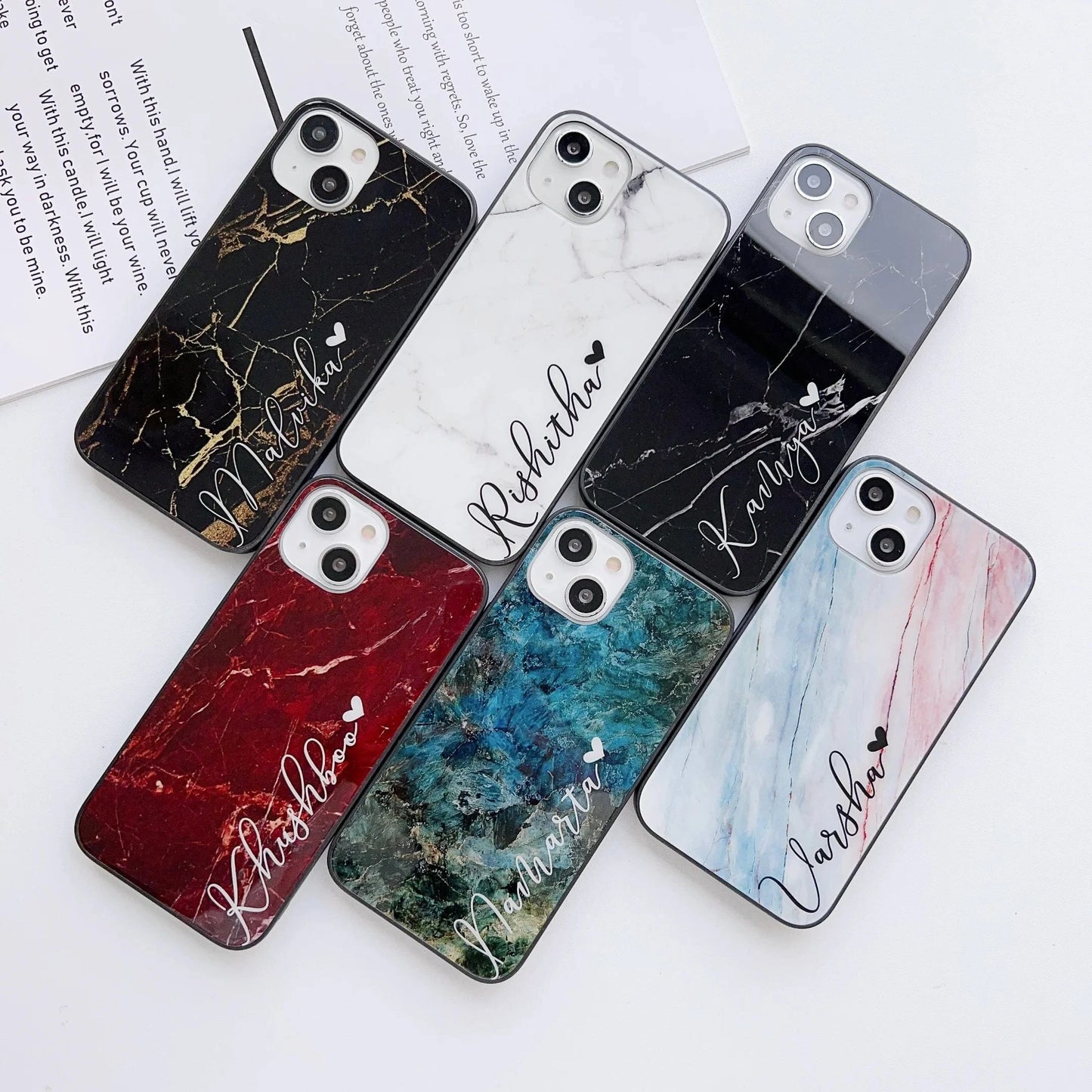 Marble Print Glass Phone Cases