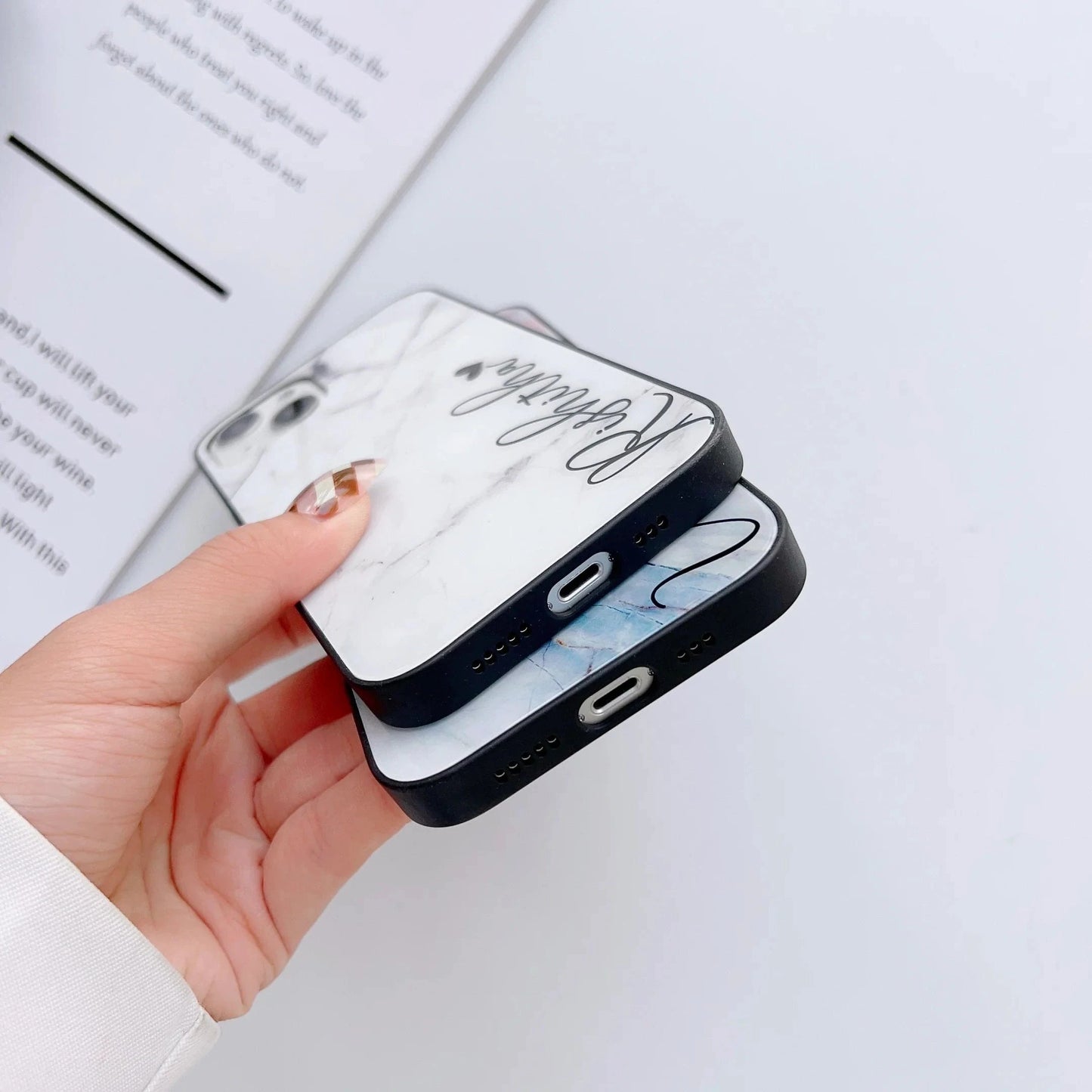 Marble Print Glass Phone Cases