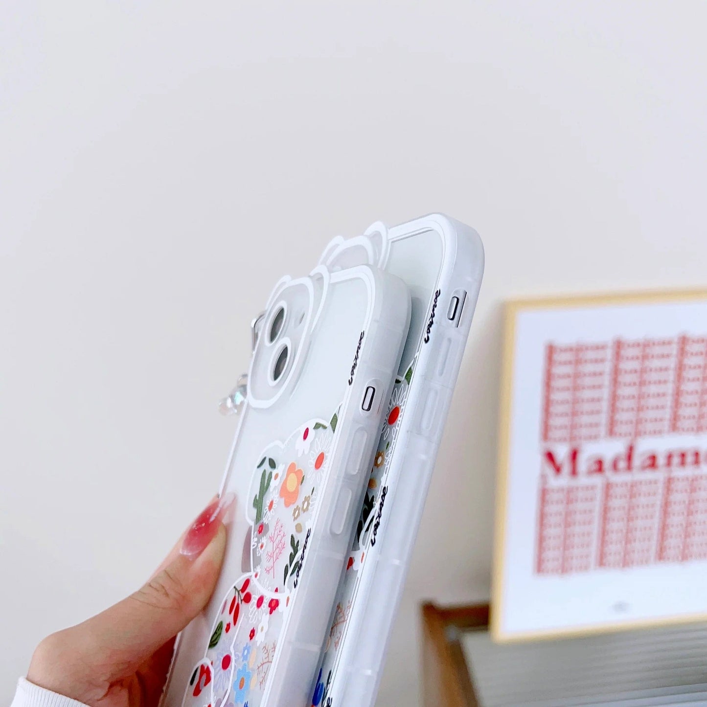 Cute Teddy Style iPhone Case with Phone Charm