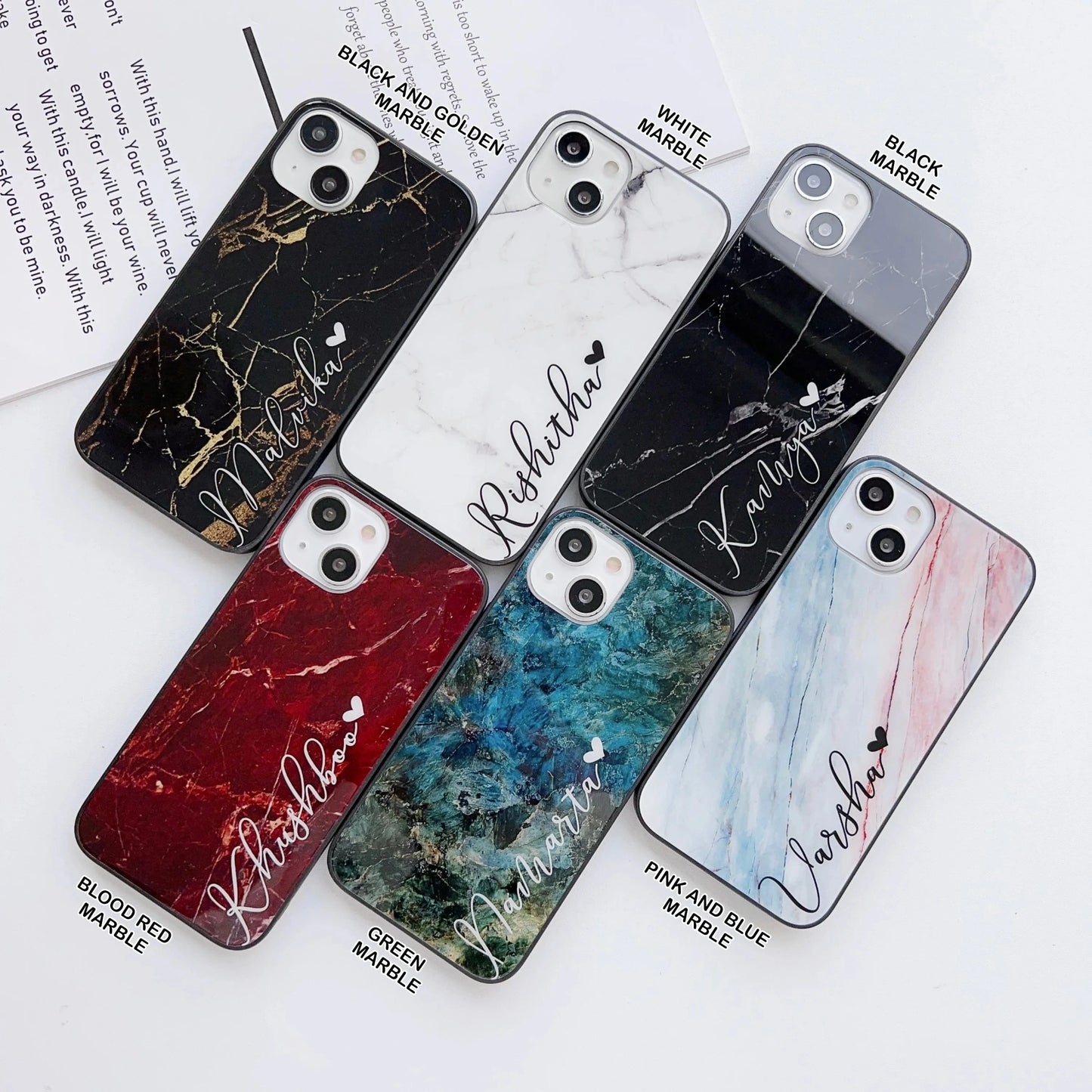 Marble Print Glass Phone Cases