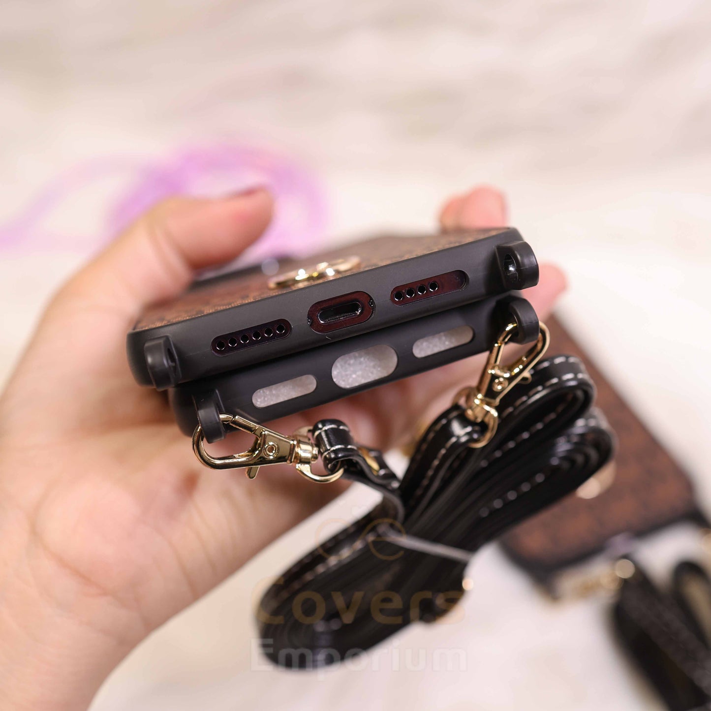 Luxury Metal Logo Phone Case With Sling