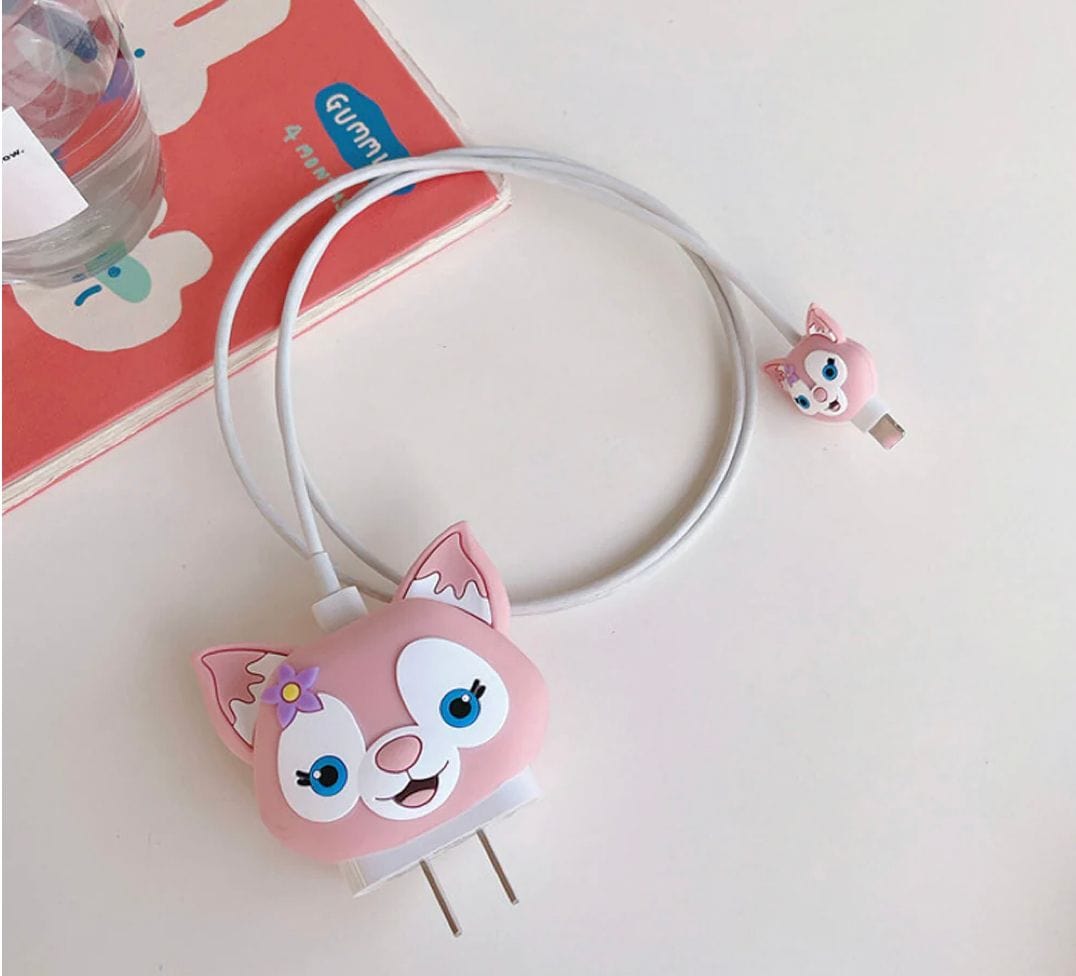 iPhone 18W 20W 3d Silicone Cartoon Charger Protective Case – Pink Cat