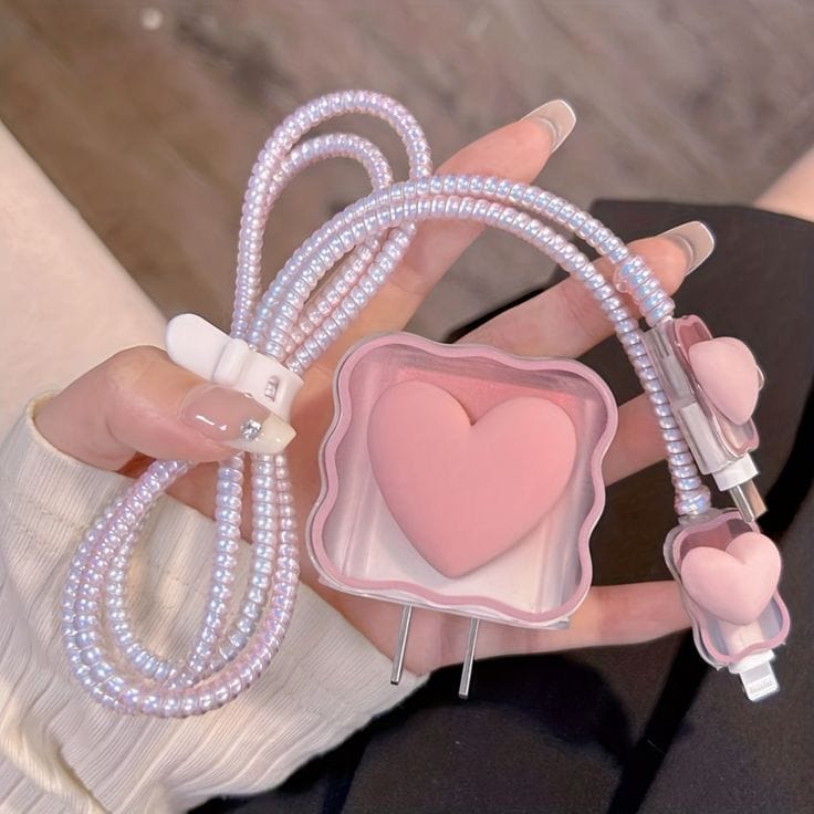 Heart Decor data cable protector and charging head cover