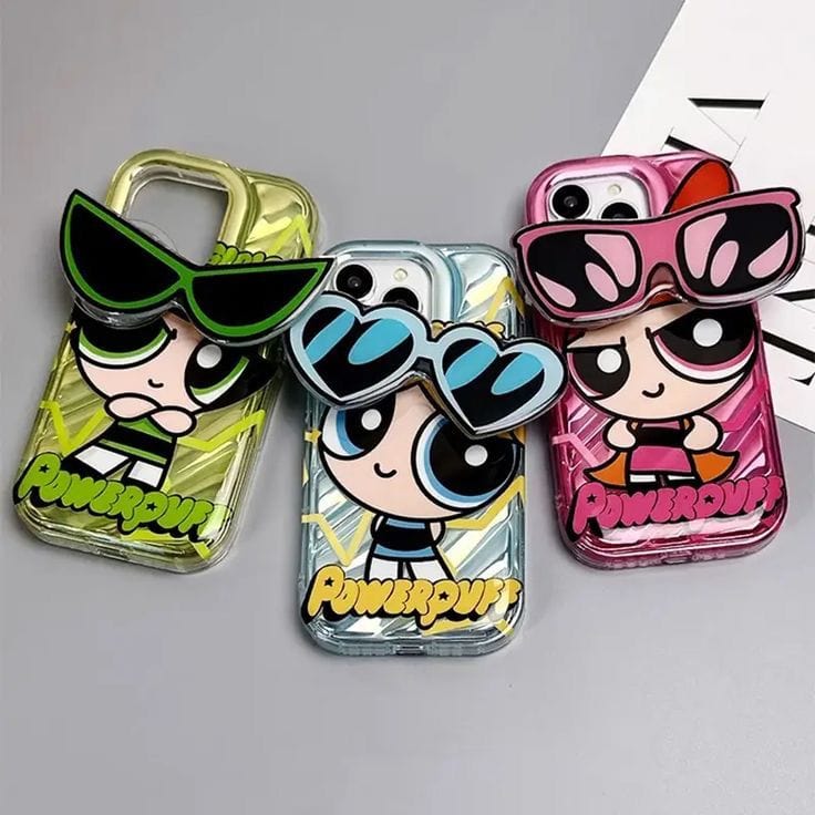 Cute power puf girls glasses holder case