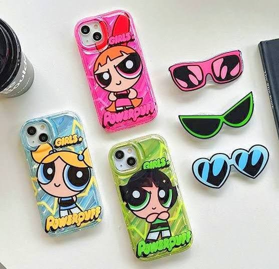 Cute power puf girls glasses holder case