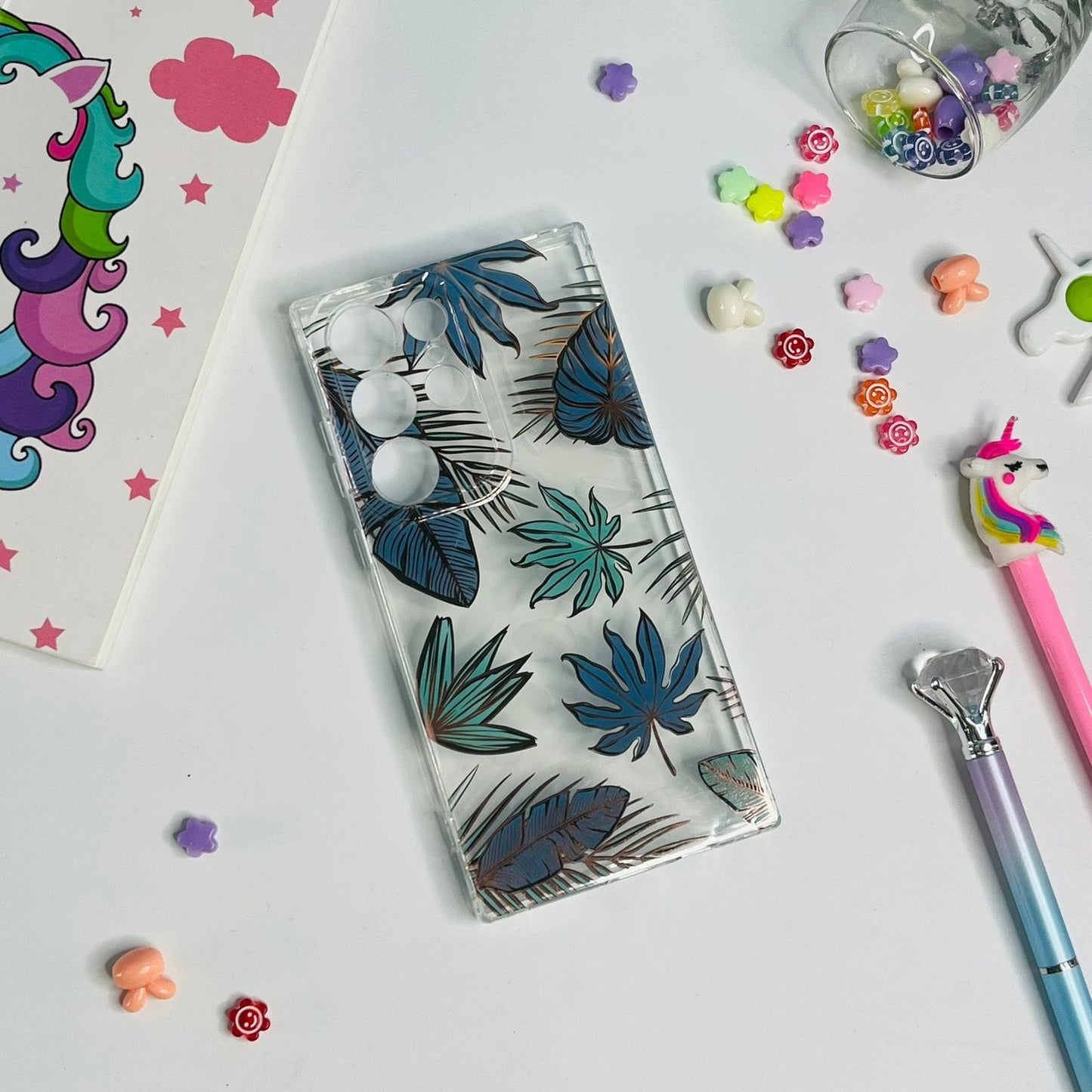 Transparent Floral Phone Case for Samsung S23 Ultra