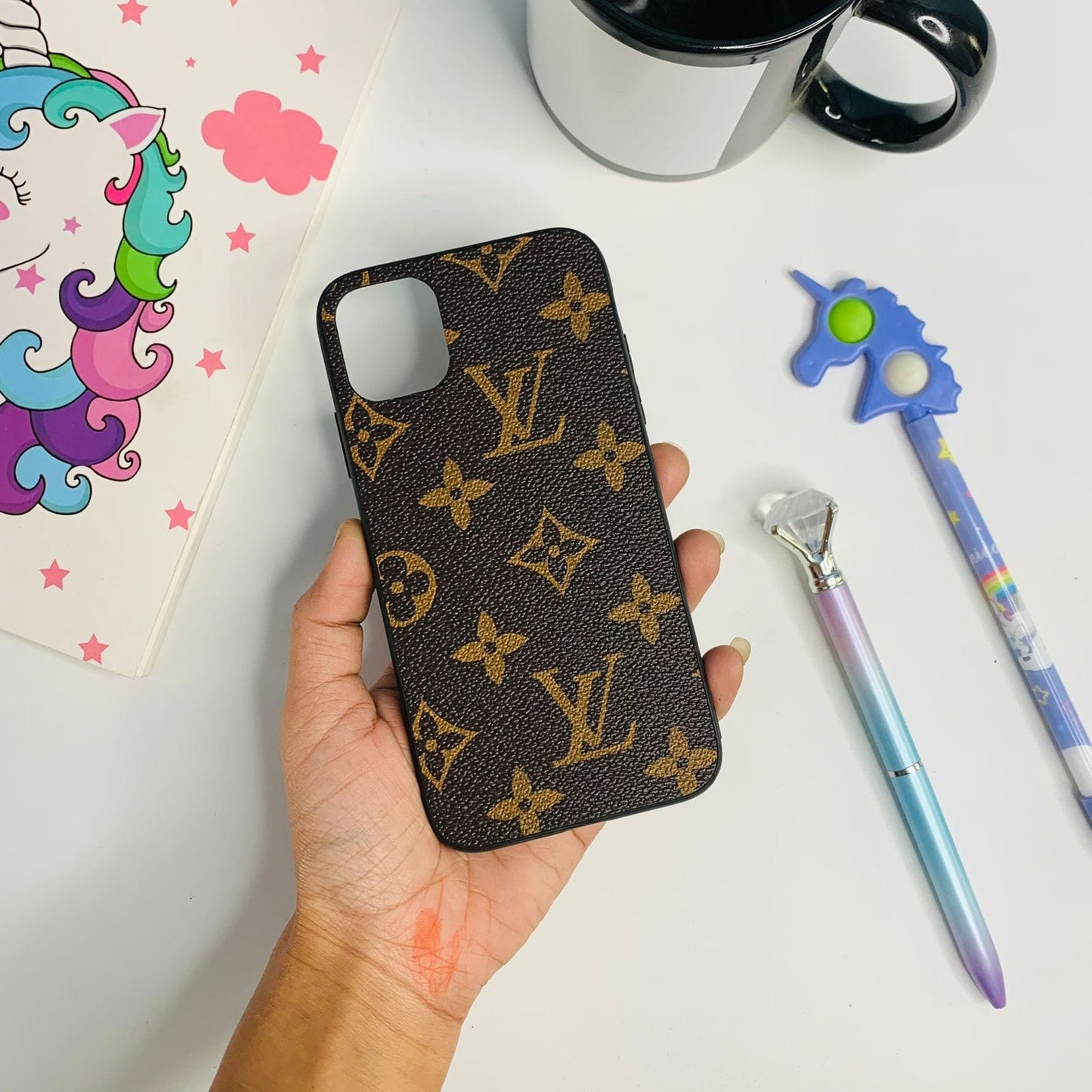 Brown Leather Branded Case for Iphone 11