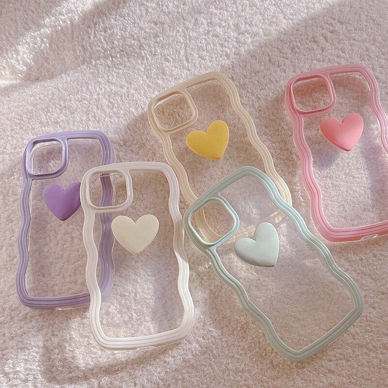 Wave Pastel Series Phone Case With Heart Logo