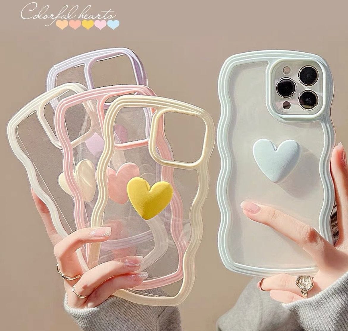 Wave Pastel Series Phone Case With Heart Logo