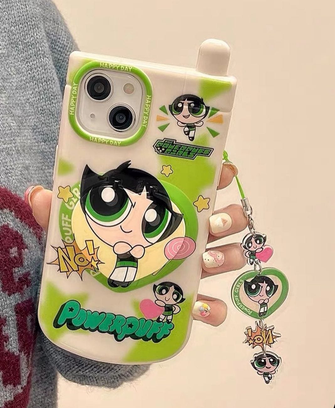Mirror Power puff Case With Key Chain