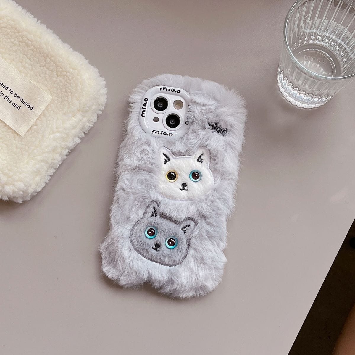 New Three Dimensional Double Cat Fur Case