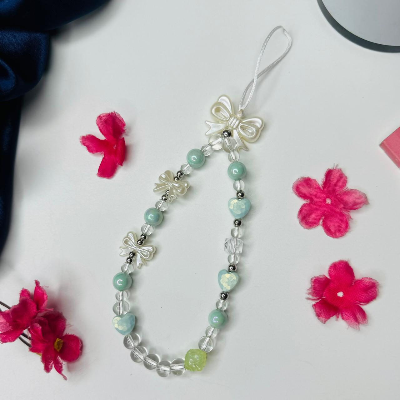Green & White Bow Charm