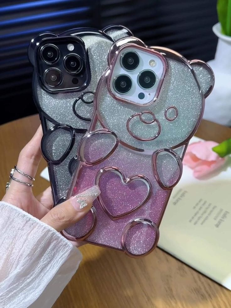 Electroplating Bear Glitter Phone Case