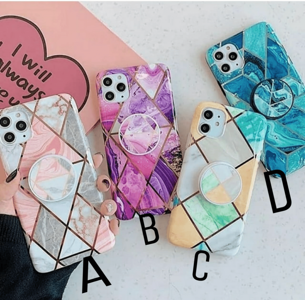 Geometric Marble Hard Matte finish cases