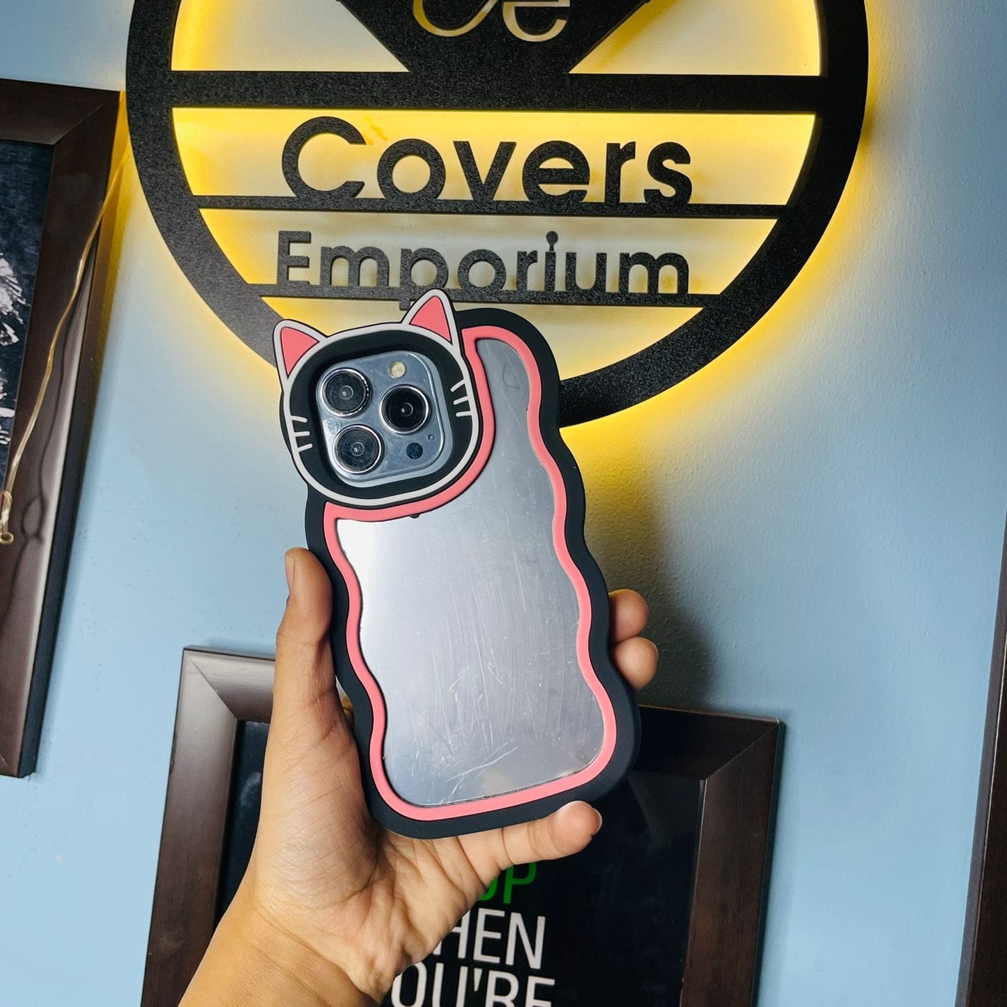 Black Cat Mirror Silicone iPhone Case