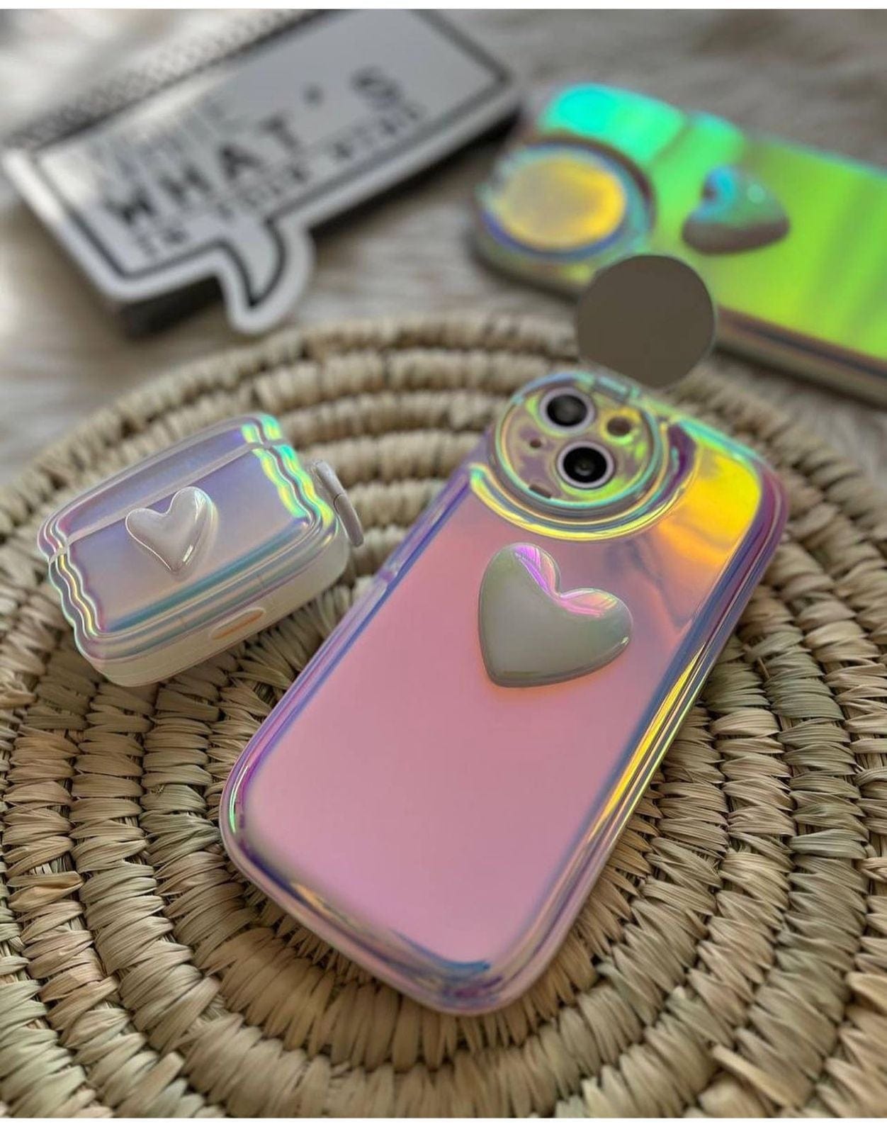 Gradient laser lover heart case
