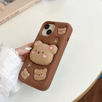 3D Bear Pop Socket Phone Case