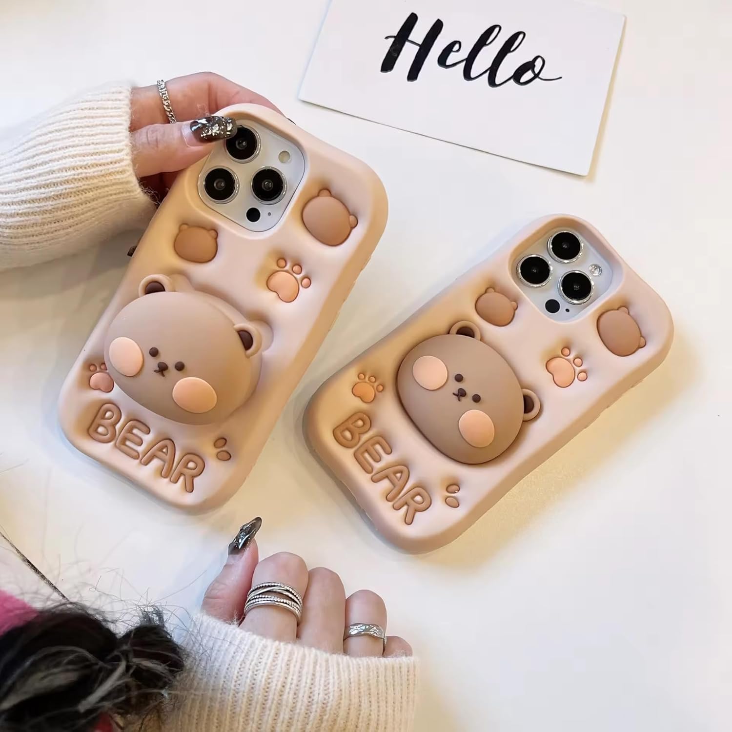 3D Bear Pop Socket Phone Case