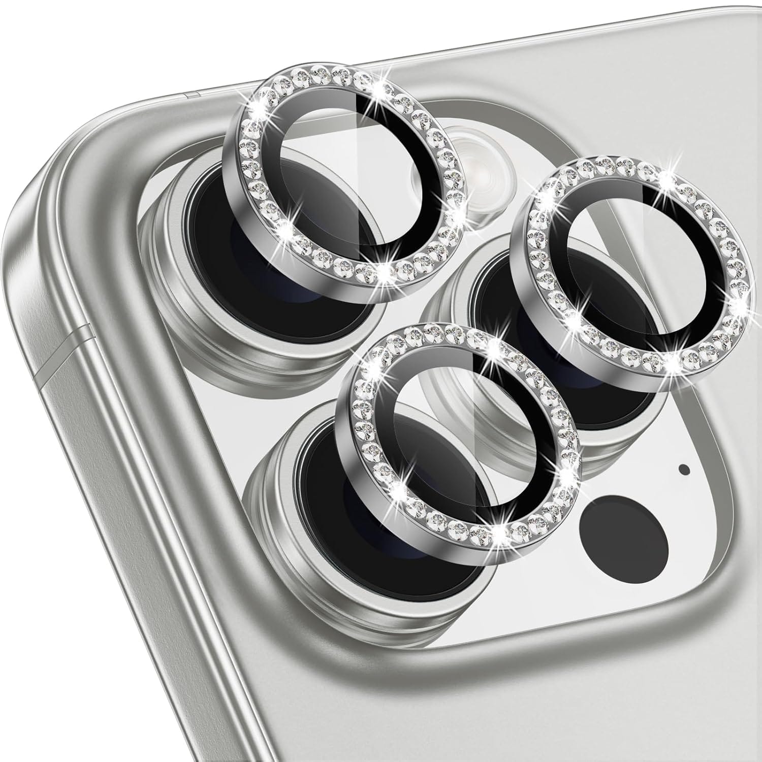 Grey Colour Diamond Camera Protection Lens For iPhone 16 Pro & 16 Pro Max