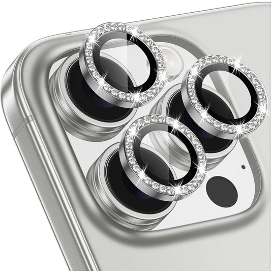 Grey Colour Diamond Camera Protection Lens For iPhone 16 Pro & 16 Pro Max