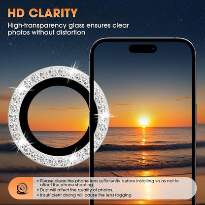 Silver Colour Diamond Camera Protection Lens For iPhone 16 Pro & 16 Pro Max