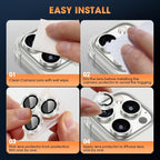 Silver Colour Diamond Camera Protection Lens For iPhone 16 Pro & 16 Pro Max