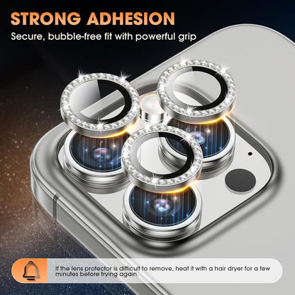 Grey Colour Diamond Camera Protection Lens For iPhone 16 Pro & 16 Pro Max