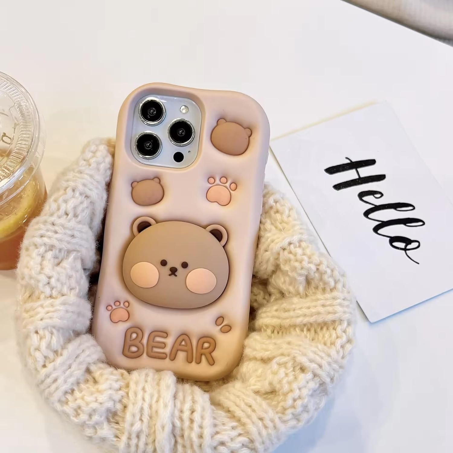 3D Bear Pop Socket Phone Case