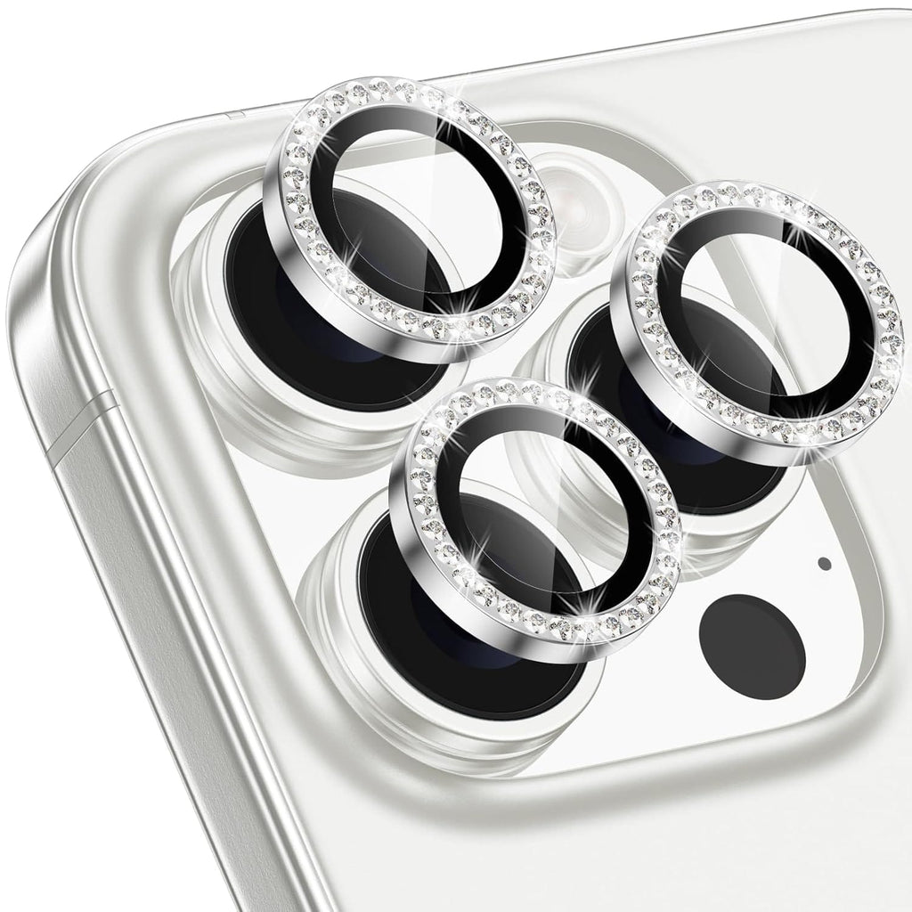 Silver Colour Diamond Camera Protection Lens For iPhone 16 Pro & 16 Pro Max
