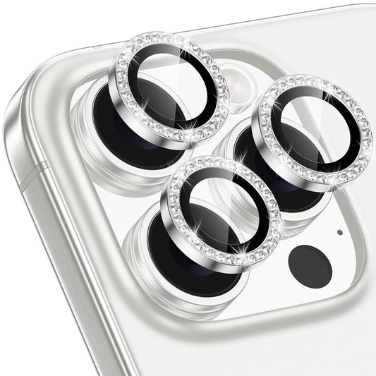 Silver Colour Diamond Camera Protection Lens For iPhone 16 Pro & 16 Pro Max