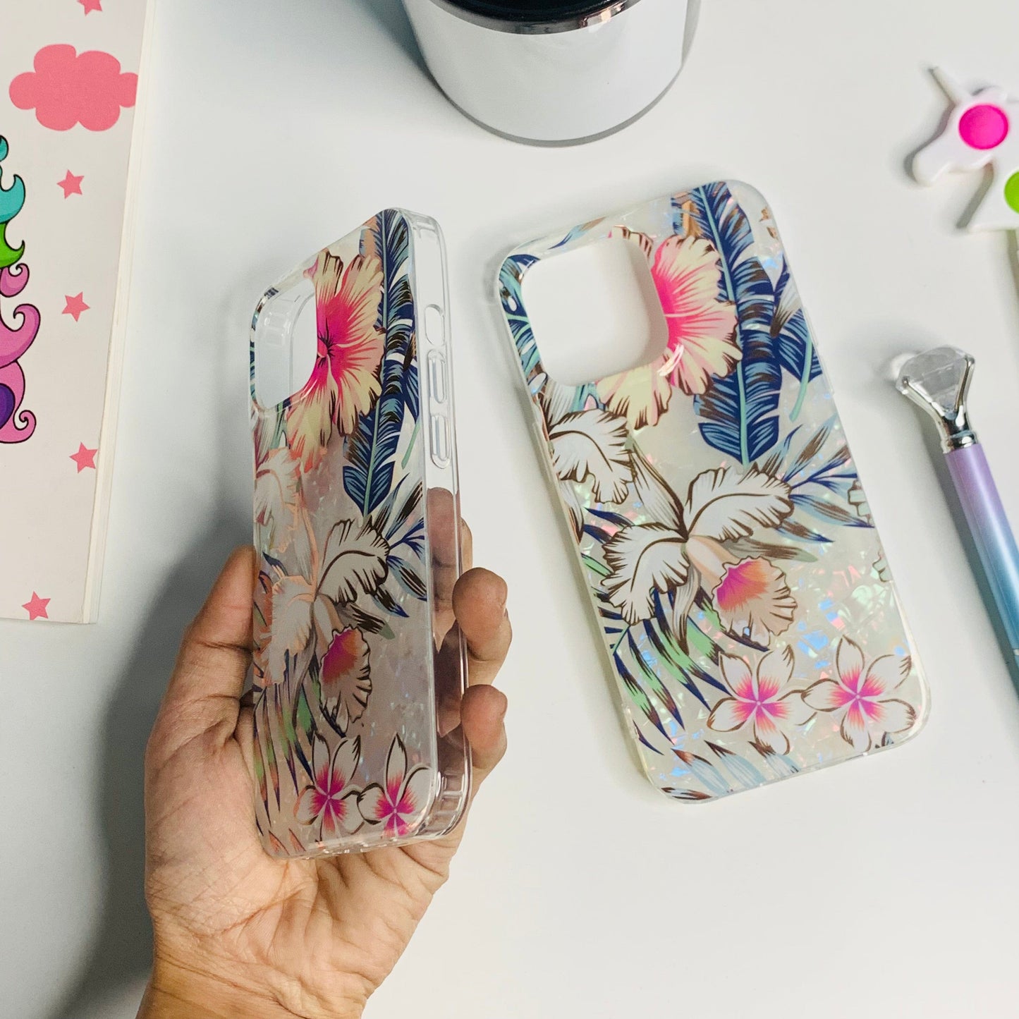 Transparent Colourful Floral iPhone Case