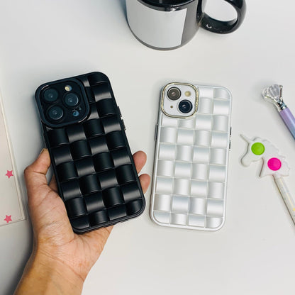 Premium Checkered Pattern Monochromatic iPhone Case with Camera Protected Lens