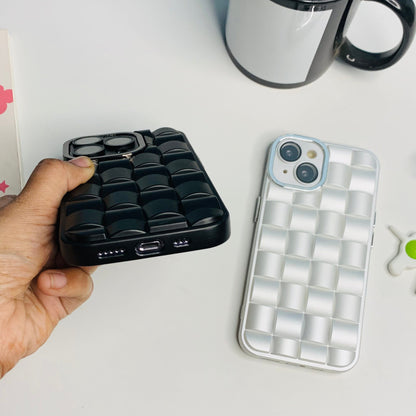 Premium Checkered Pattern Monochromatic iPhone Case with Camera Protected Lens