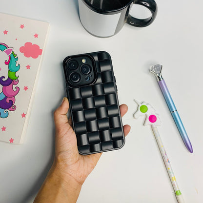 Premium Checkered Pattern Monochromatic iPhone Case with Camera Protected Lens