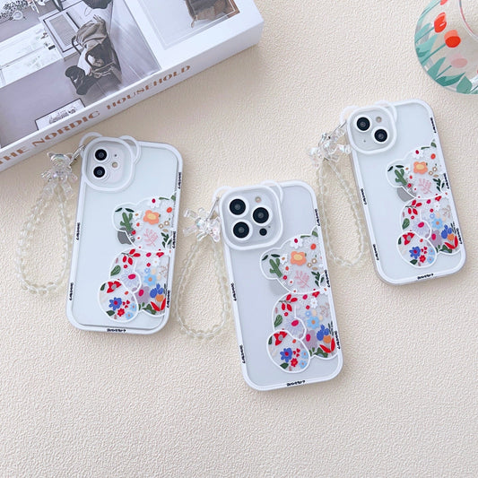 Cute Teddy Style iPhone Case with Phone Charm