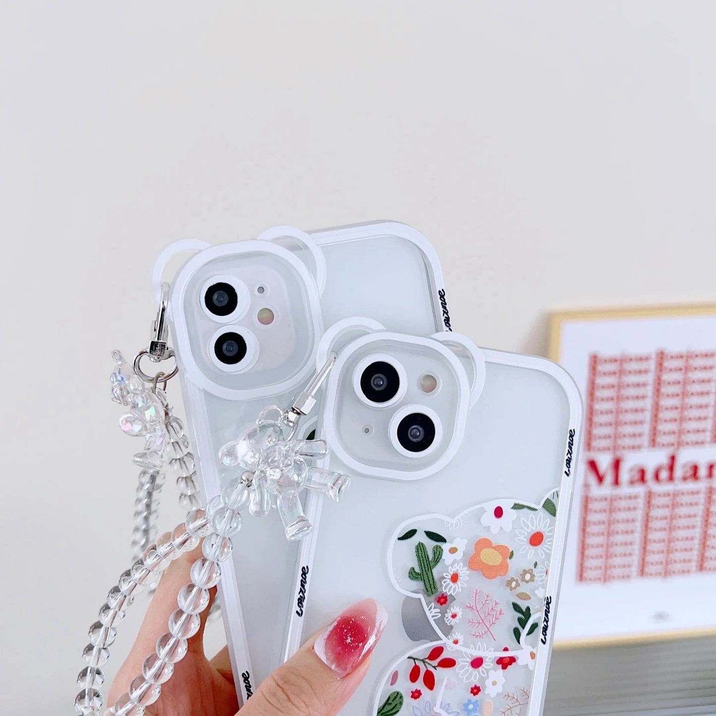 Cute Teddy Style iPhone Case with Phone Charm