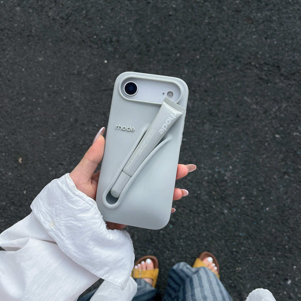 Trendy Lipstick Case For iPhones (Grey) (With Lip Tint)