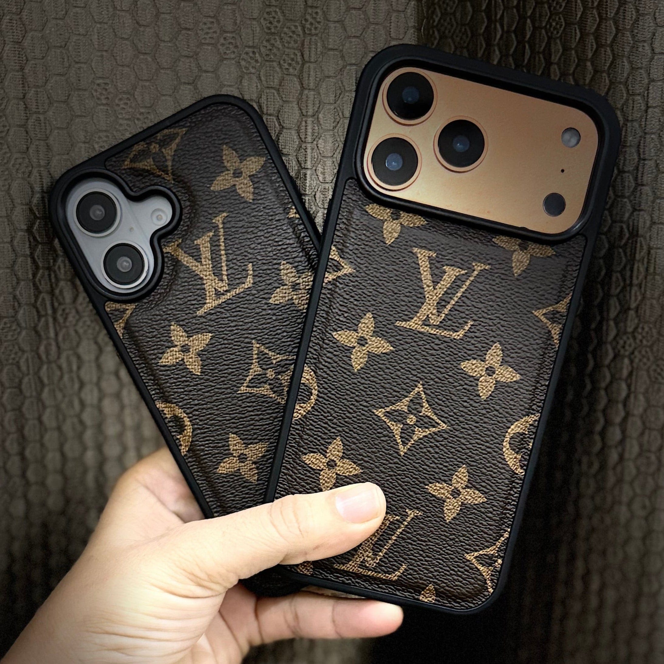 Branded Leather Phone Case With Black Border