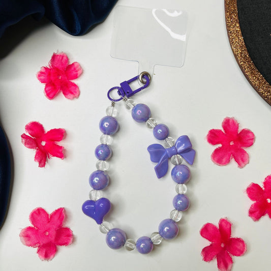 Purple Bow & Heart Phone Charm