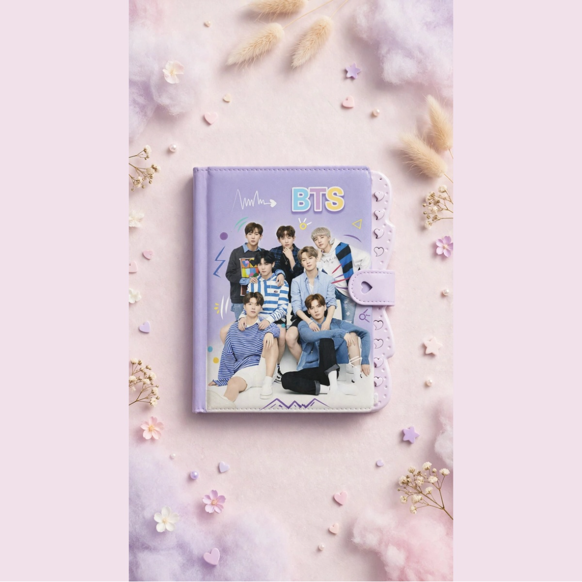 K-Pop Boy Group Theme Diary With Snap Lock- Purple