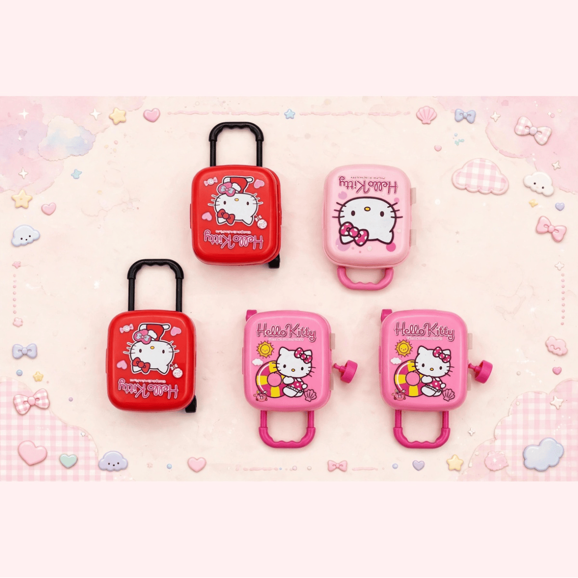 Cute Cat Mini Trolley Eraser Set