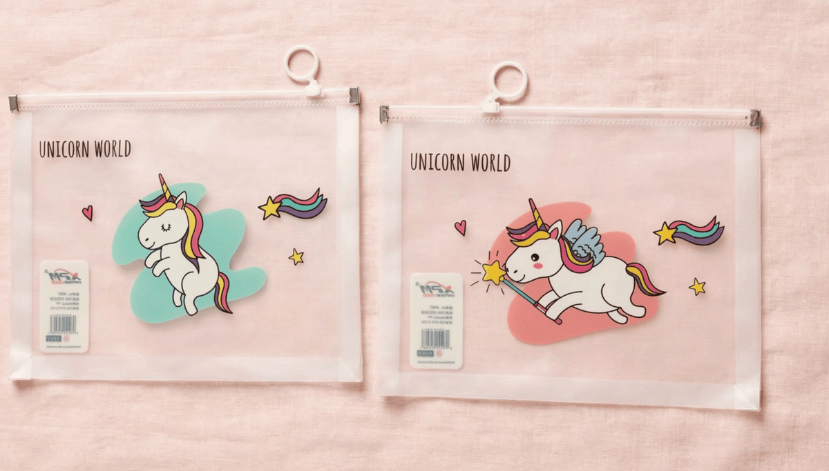 Unicorn World Transparent Zip Pouch - Set Of 2