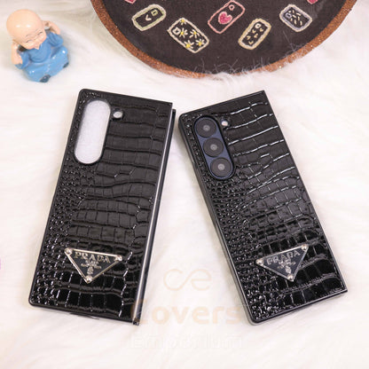 Luxury Branded Black Phone Case For Fold 5 & 6