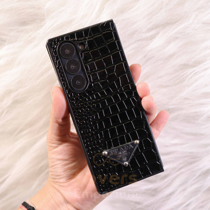 Luxury Branded Black Phone Case For Fold 5 & 6