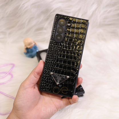 Luxury Branded Black Phone Case For Fold 5 & 6