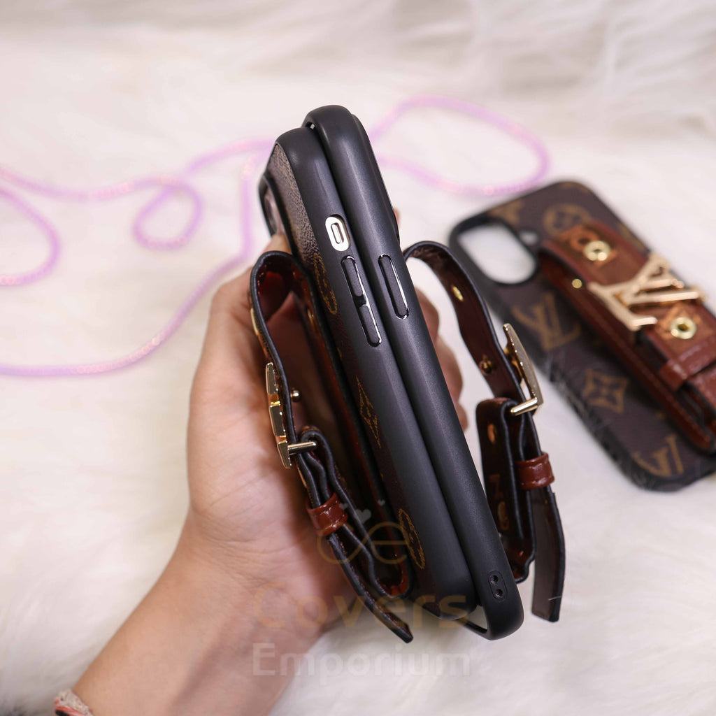 New Premium Leather Strap Phone Case