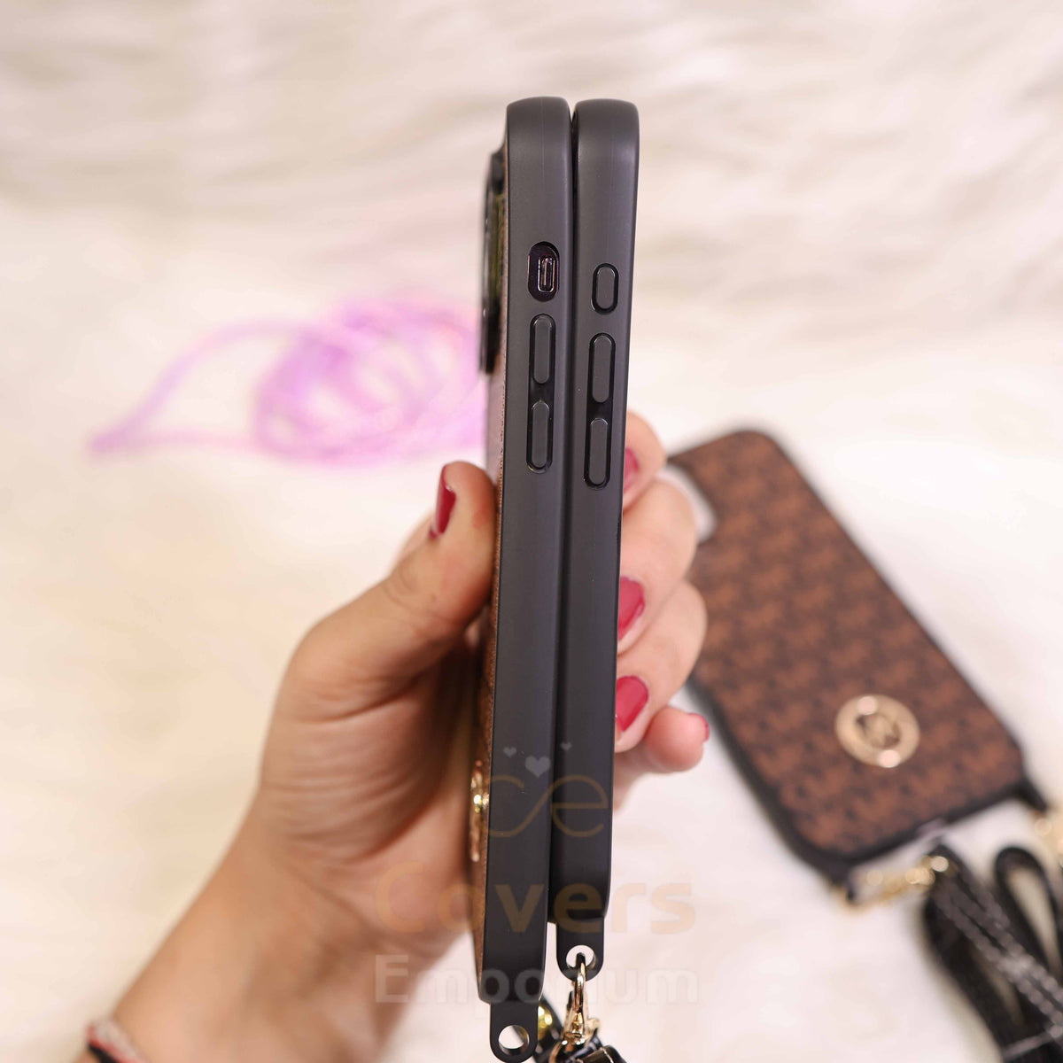 Luxury Metal Logo Phone Case With Sling